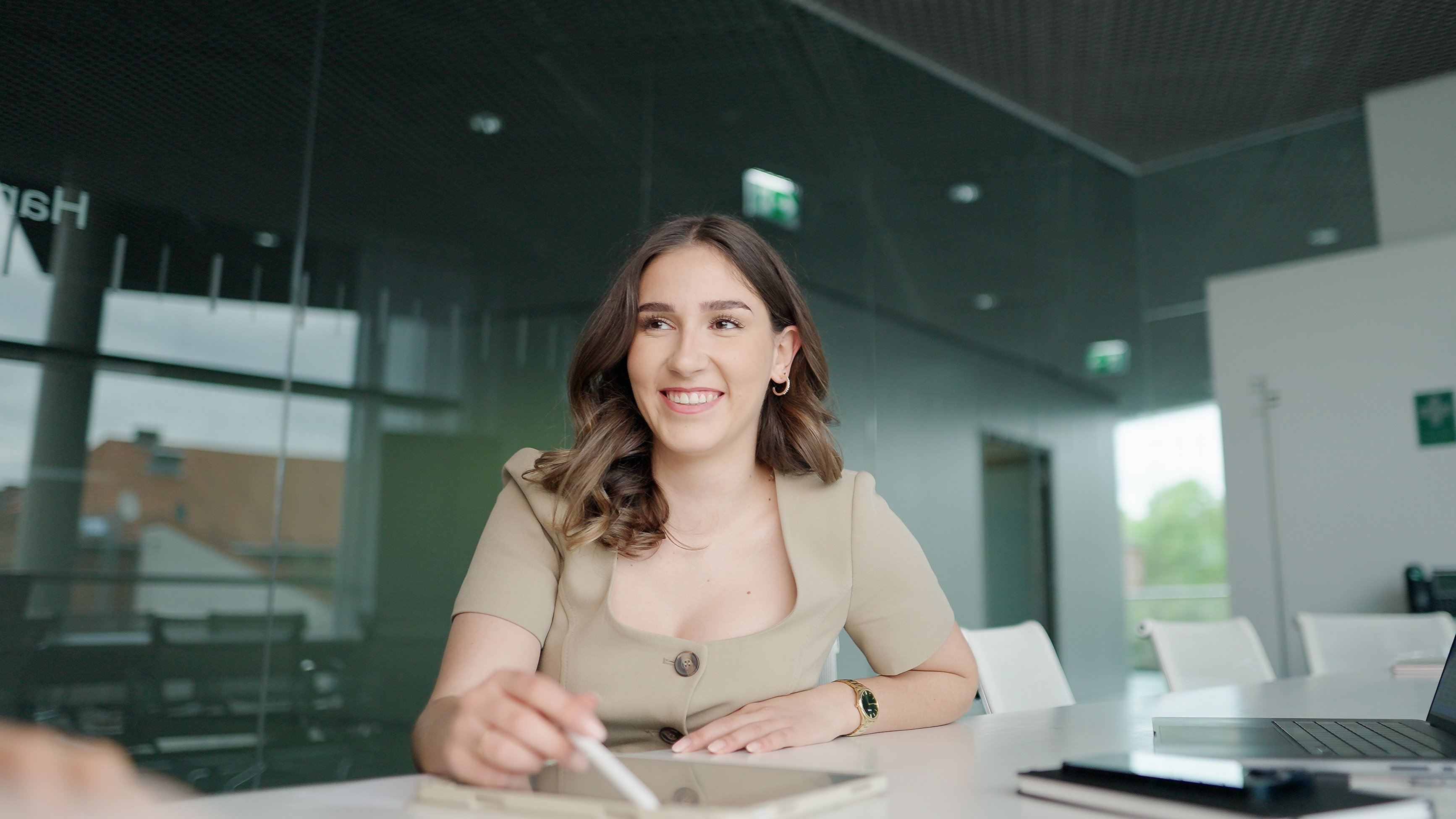 image of parents and staff discussing enrollment