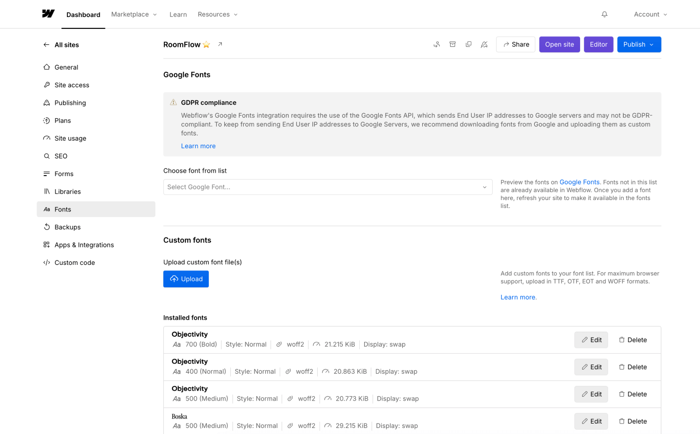 Custom Fonts - RoomFlow - Webflow Template | BRIX Templates