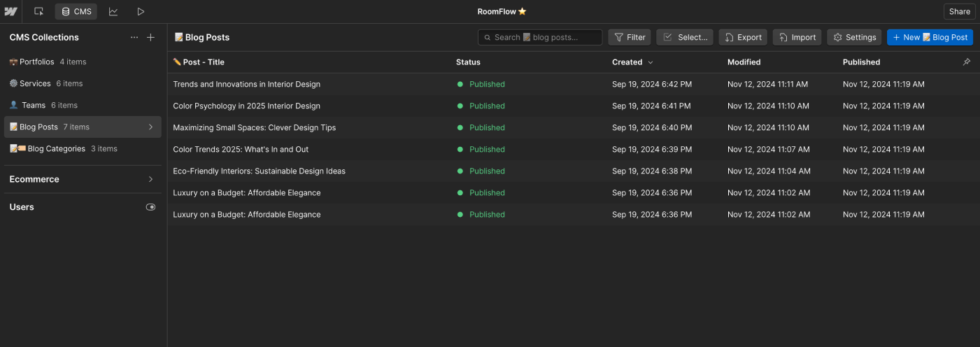 CMS Collection - RoomFlow - Webflow Template | BRIX Templates
