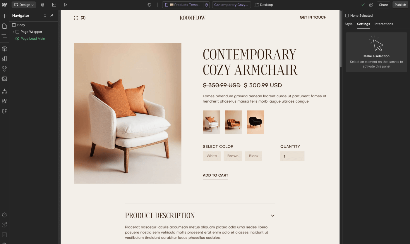 Ecommerce Page - RoomFlow - Webflow Template | BRIX Templates