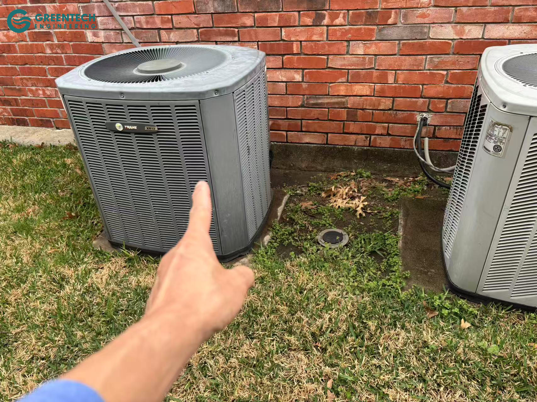 The old, inefficient Trane condenser prior to being replaced and responsibly recycled by Greentech Engineering.