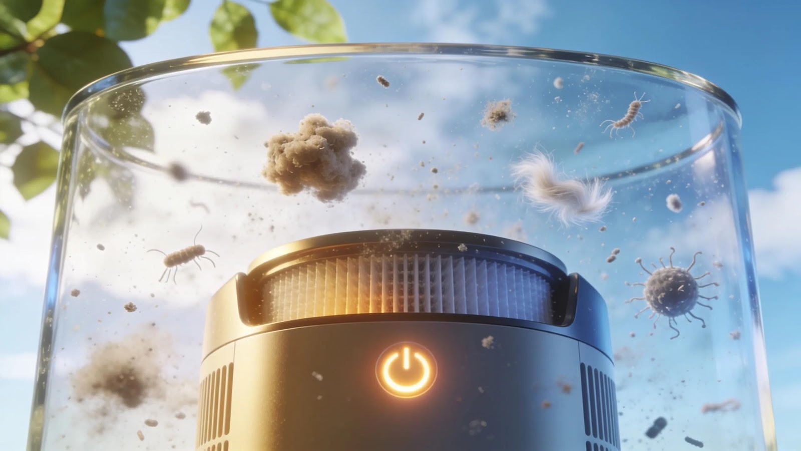 Common indoor pollutants such as dust and pet dander showcasing the effectiveness of air purifiers