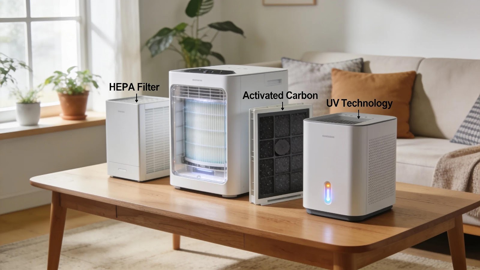 Various air purifiers with different filters and features enabling informed choices for homeowners