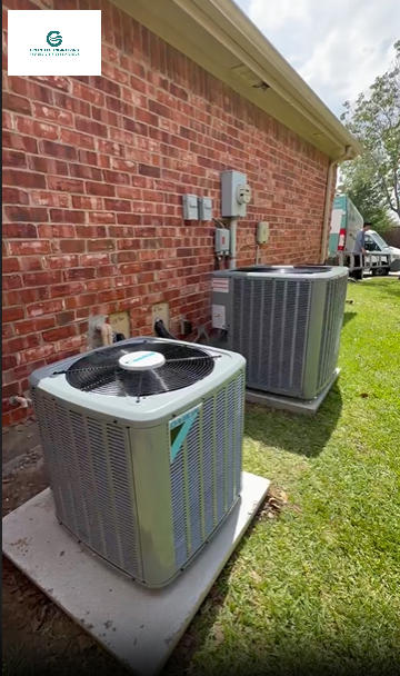 Completed dual-system HVAC replacement in Dallas 75248 by Greentech Engineering Heating & Air Conditioning — DFW HVAC, with separate Daikin systems serving the upstairs and downstairs areas.