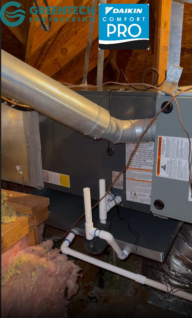 A brand new, all-aluminum Goodman evaporator coil installed horizontally in a Forney, TX attic, seamlessly attached to the homeowner's existing gas furnace.