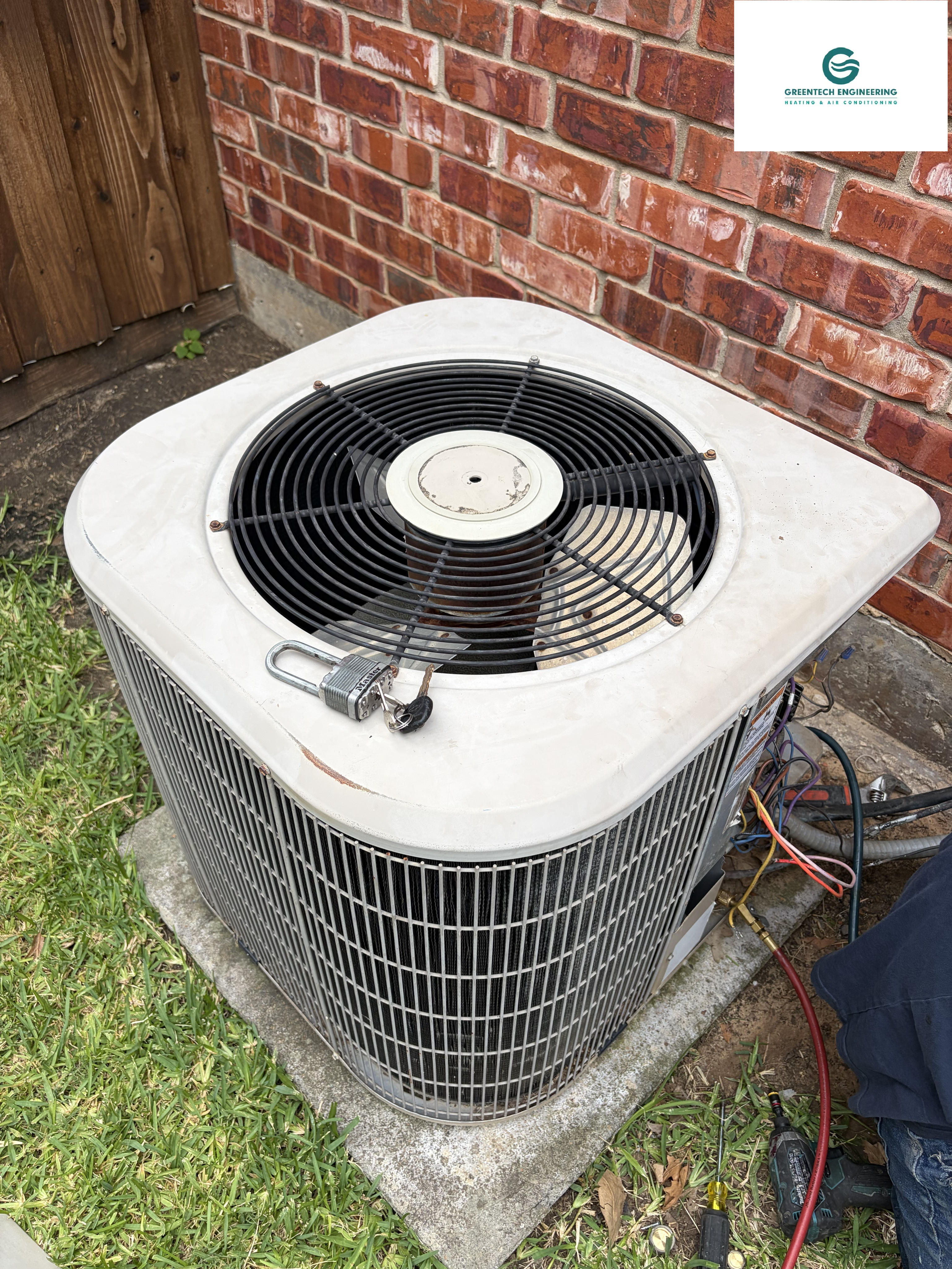 Outdoor HVAC equipment before the Frisco 75034 replacement project. Load Calculation and Equipment Selection
