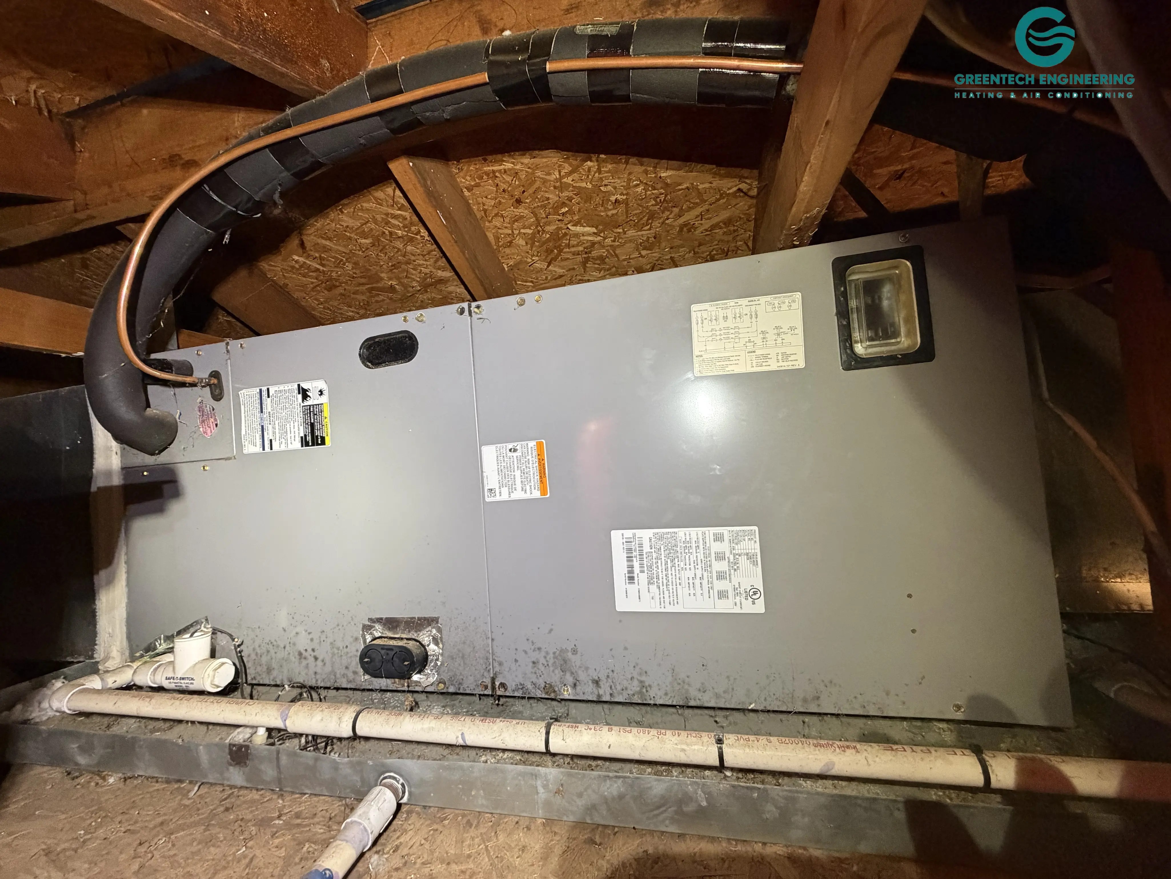 Existing nominal 4-ton outdoor HVAC unit before replacement