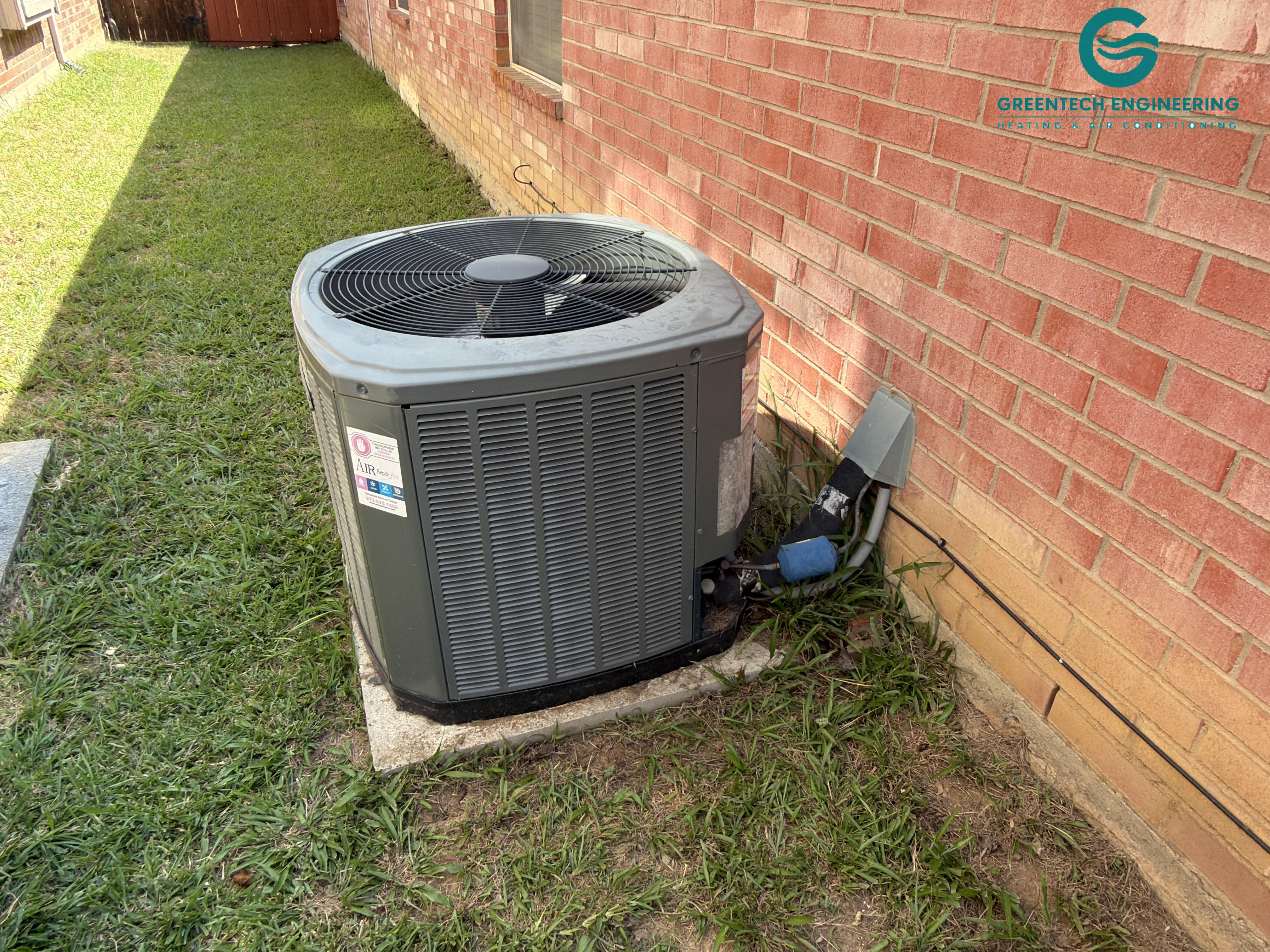 Original outdoor air-conditioning unit before replacement at a McKinney home