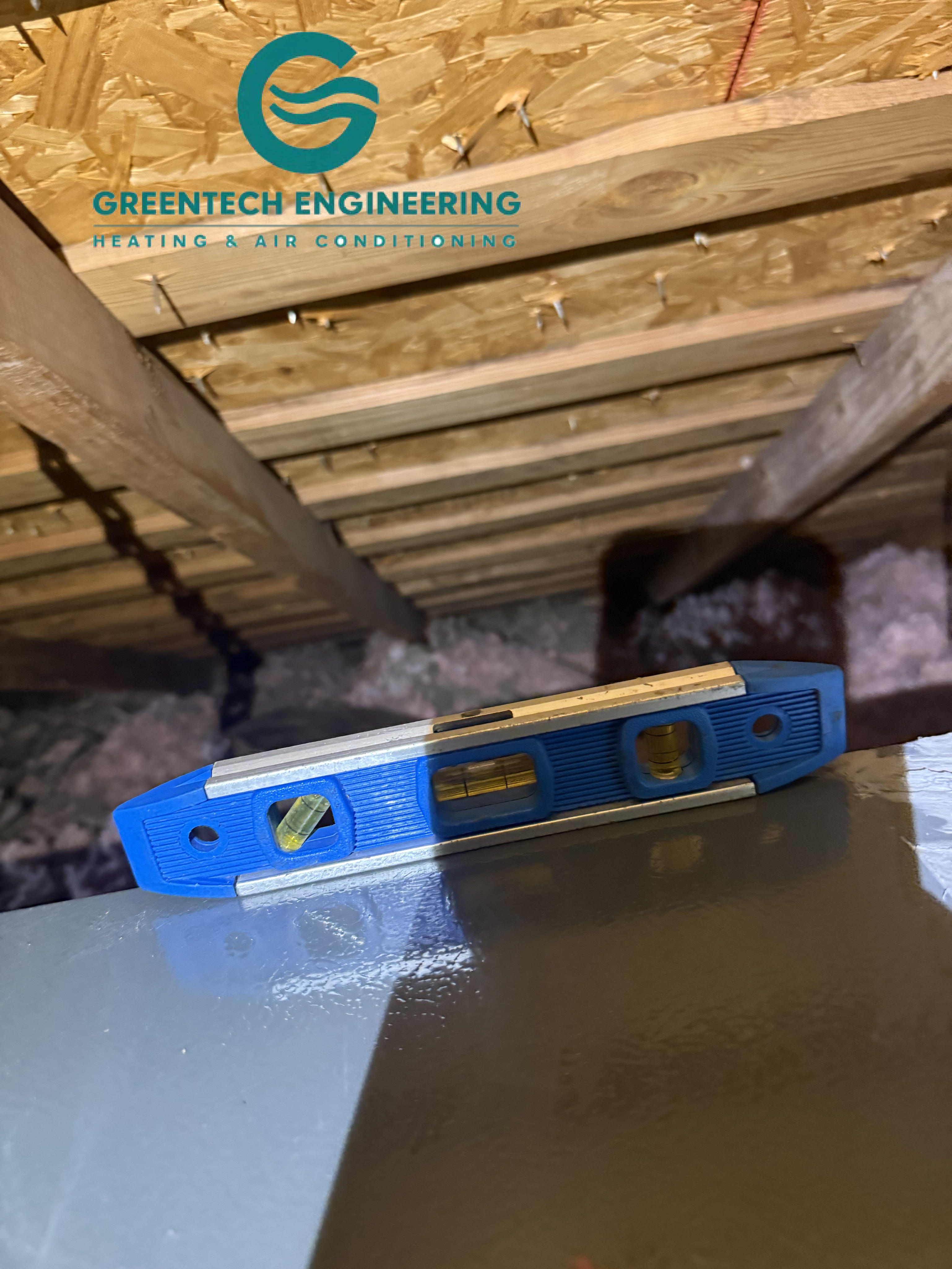 Bubble level on horizontal HVAC equipment during a Frisco installation