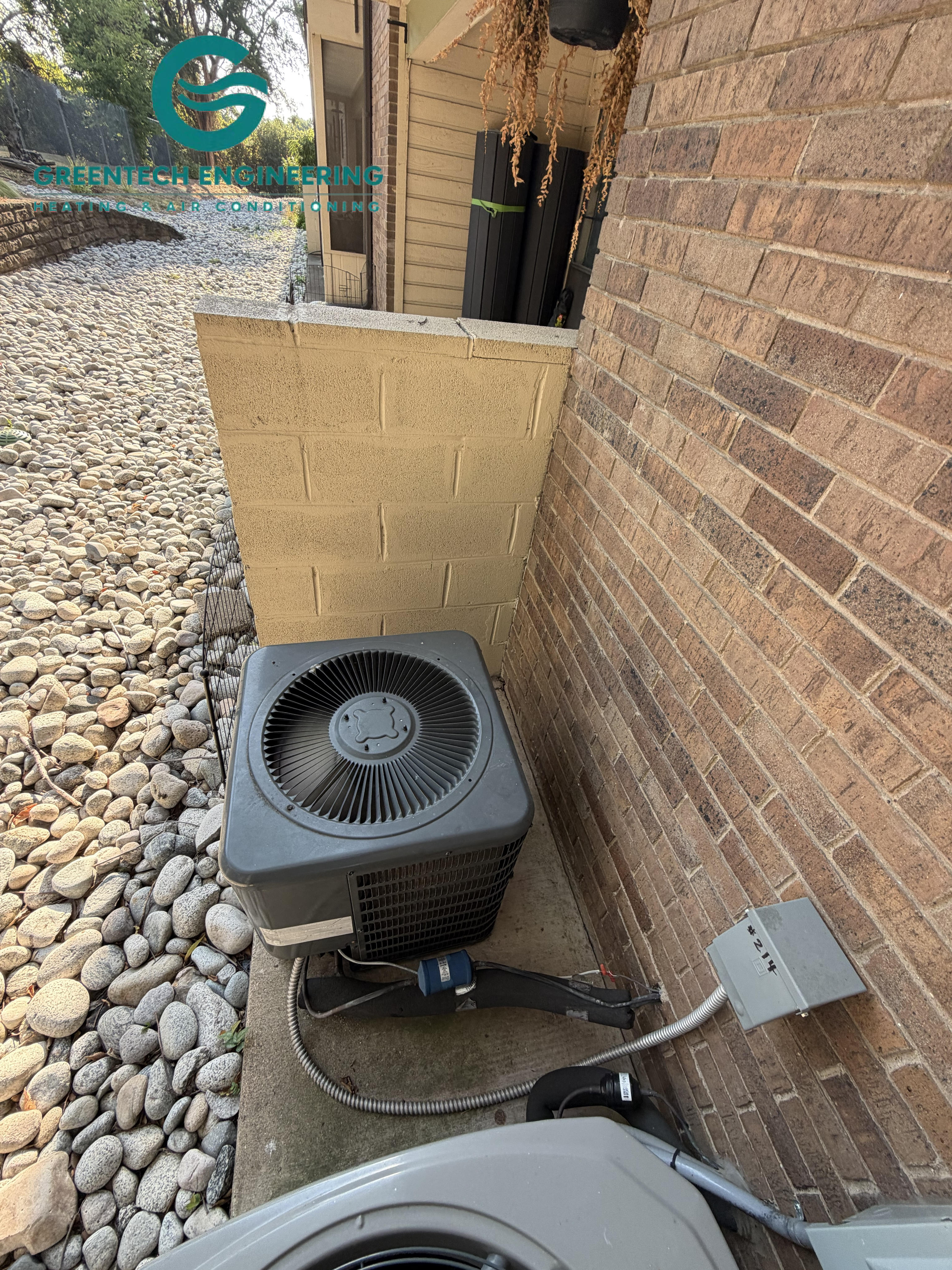 Older Goodman straight-cool condenser before replacement in Dallas 75211
