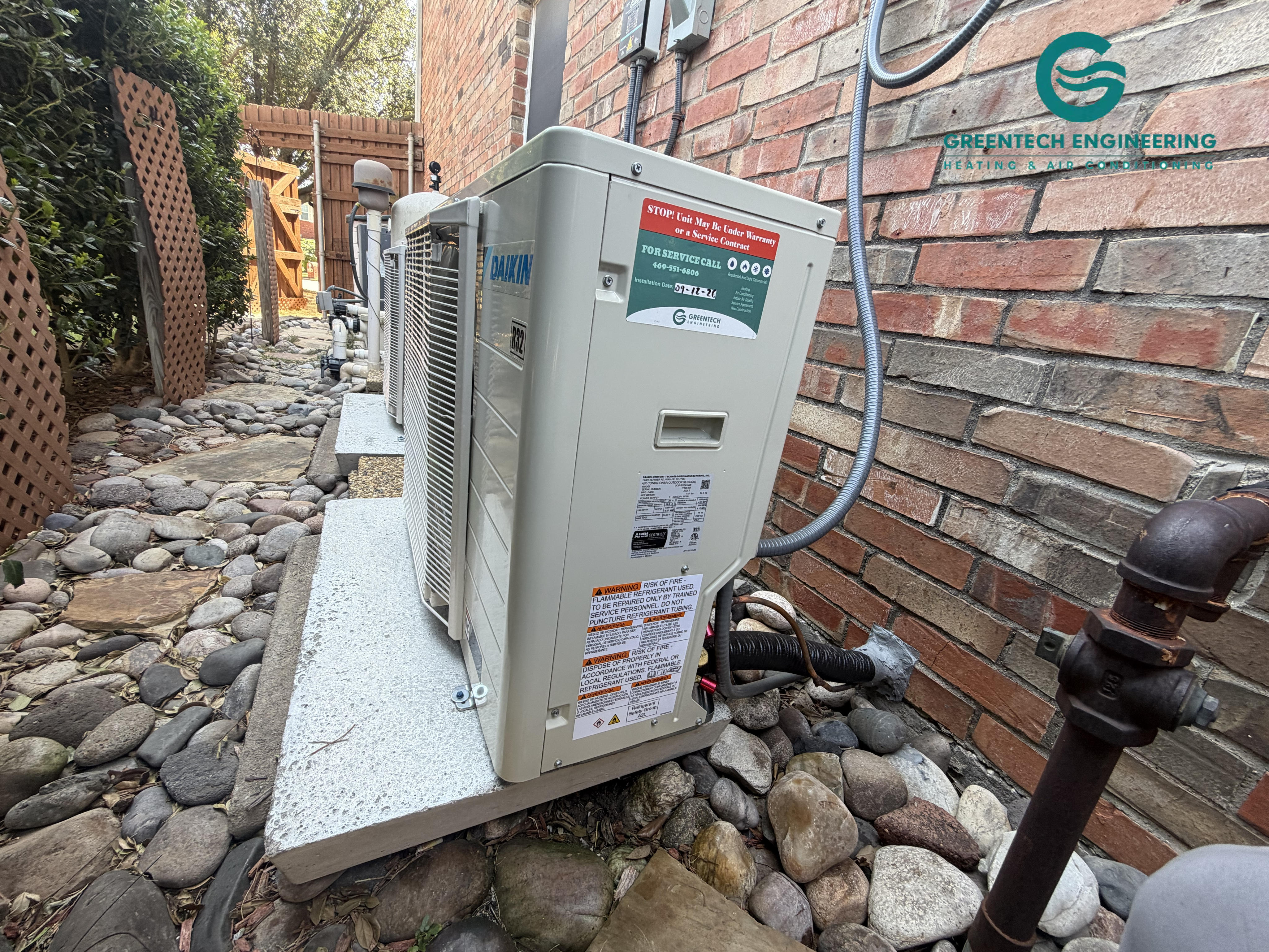 Two Daikin FIT side-discharge air conditioners installed at a Plano 75023 home