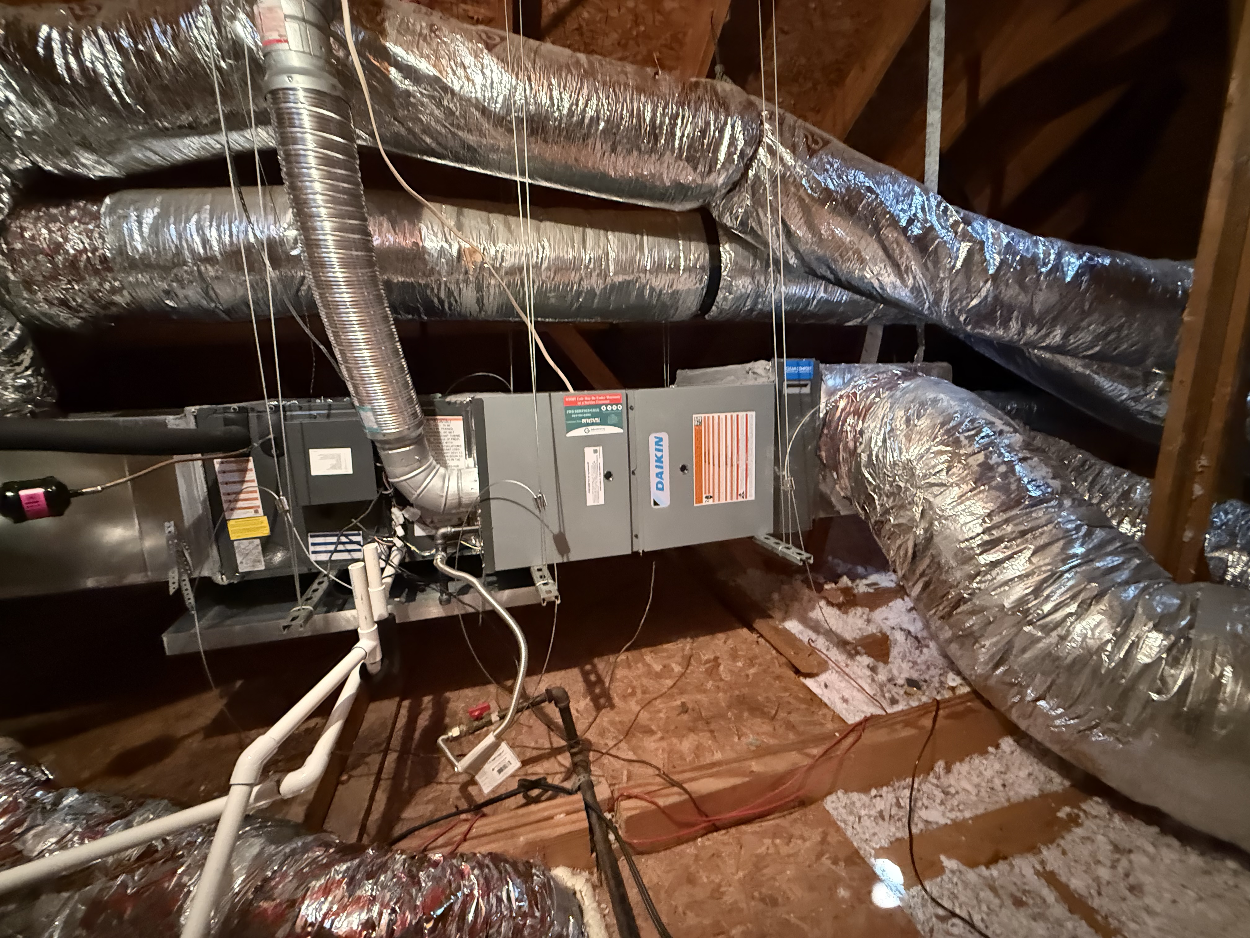 New upstairs Daikin gas furnace and evaporator coil with media filter cabinet