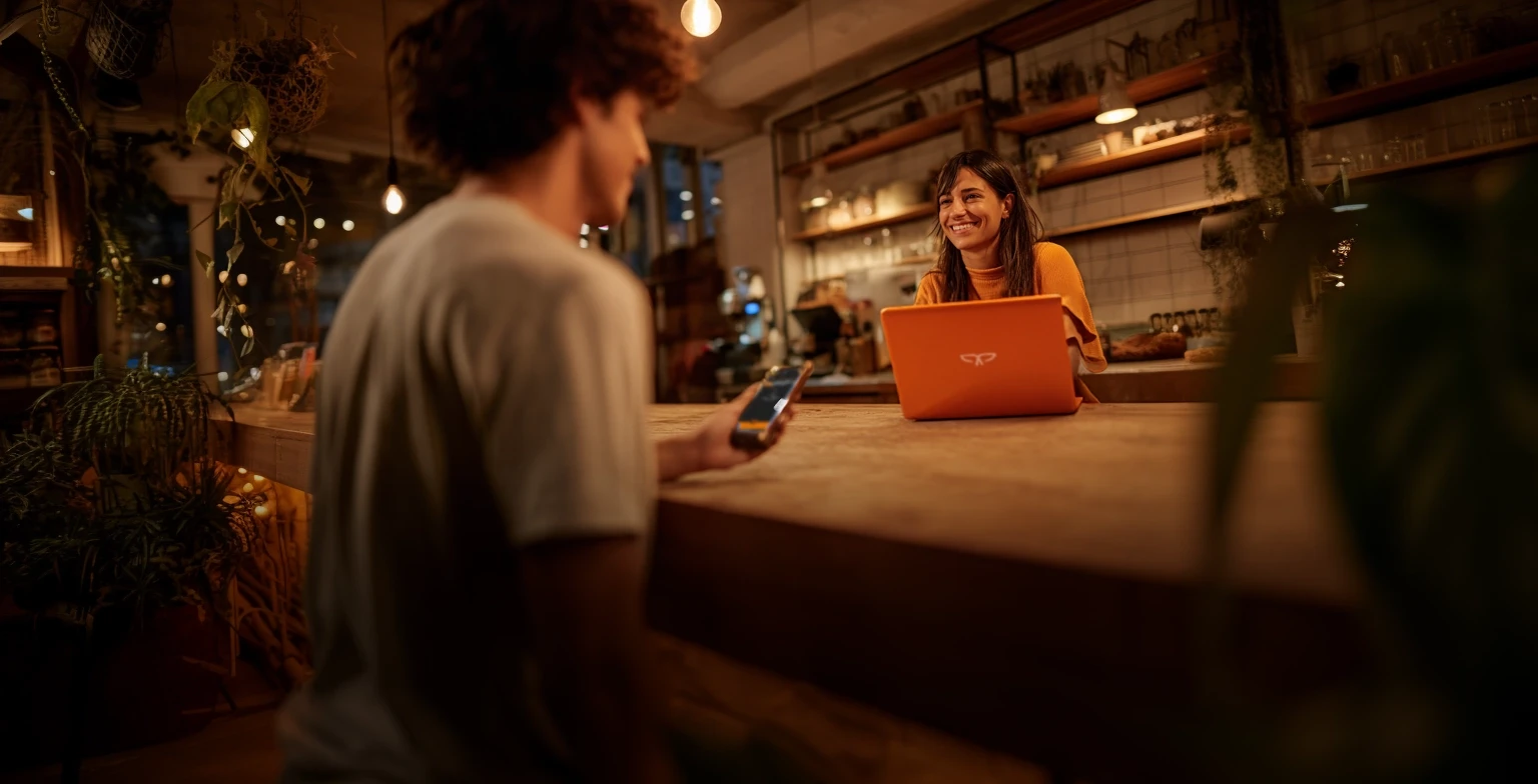 Emprendedora en su cafetería cobra a su cliente a través de API Sales.