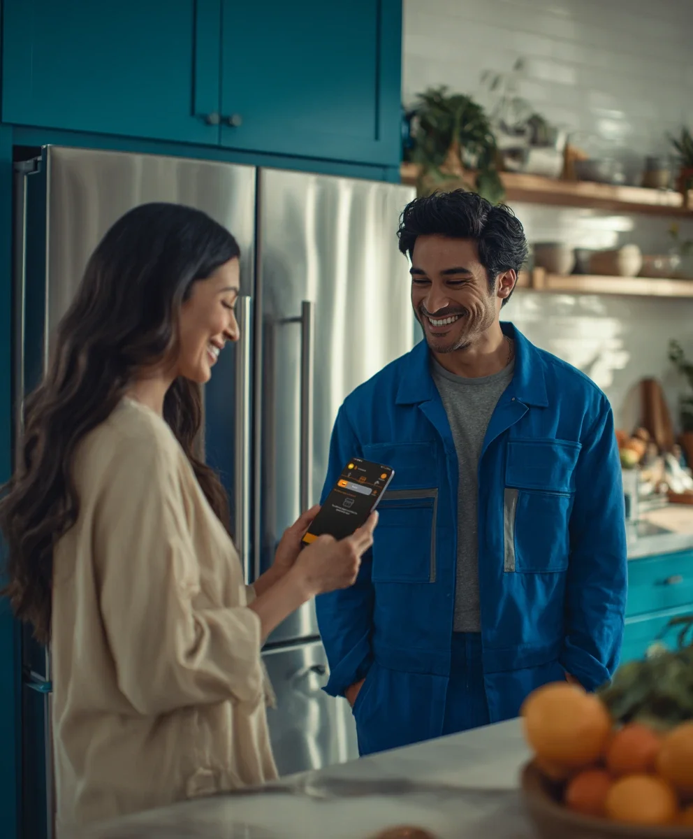 Hombre que realiza servicio técnico solicita el pago de su cliente a través de API Sale de Payphone.