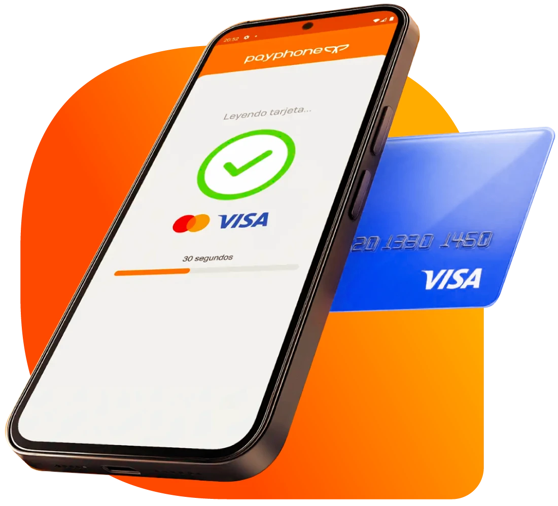 Un smartphone con la app de Payphone puede cobrar con tarjeta utilizando la tecnología NFC.