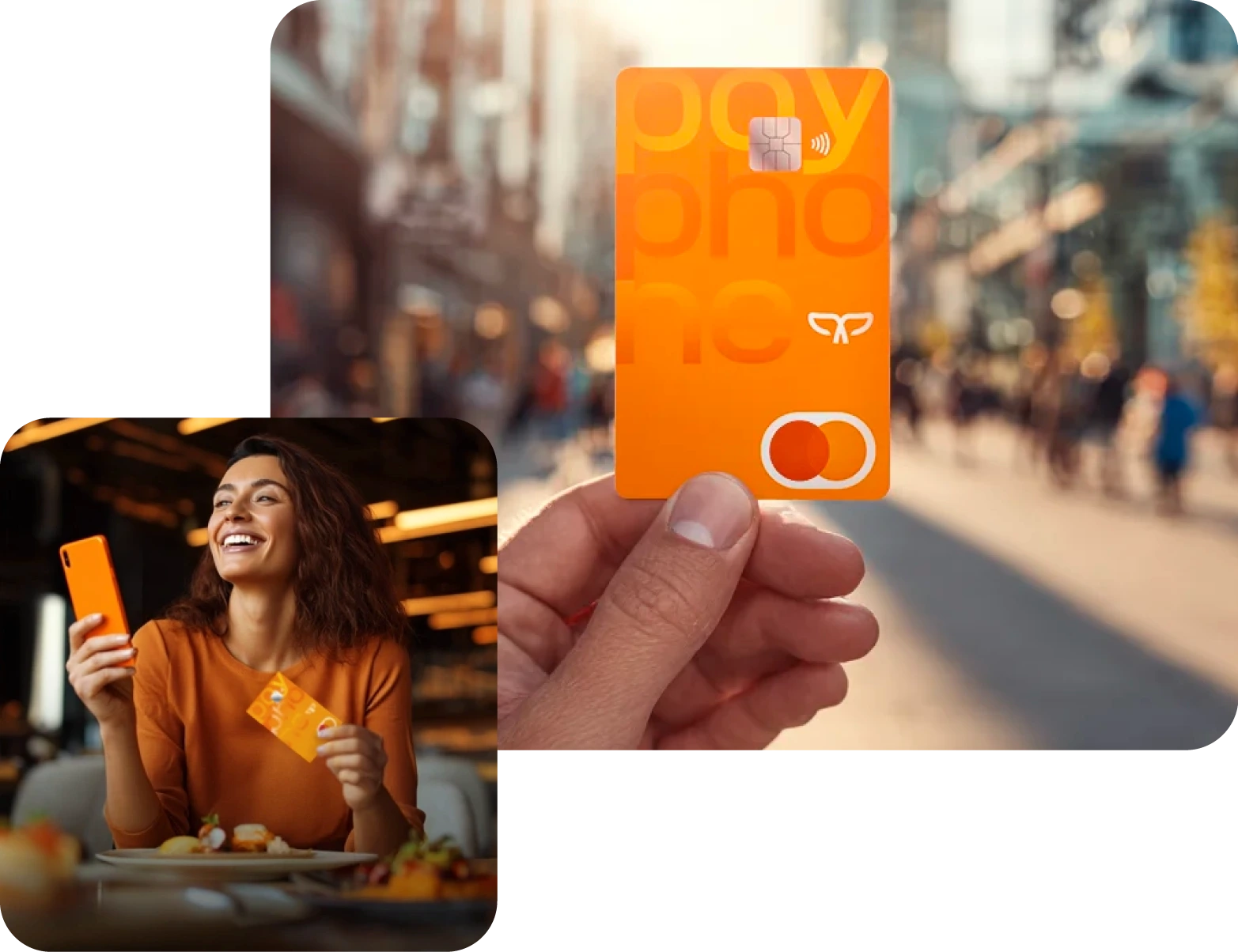 Mujer utiliza su tarjeta Mastercard Payphone alrededor del mundo.