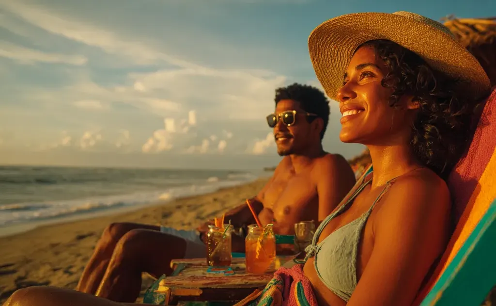 Pareja disfruta de la playa en Cartagena.