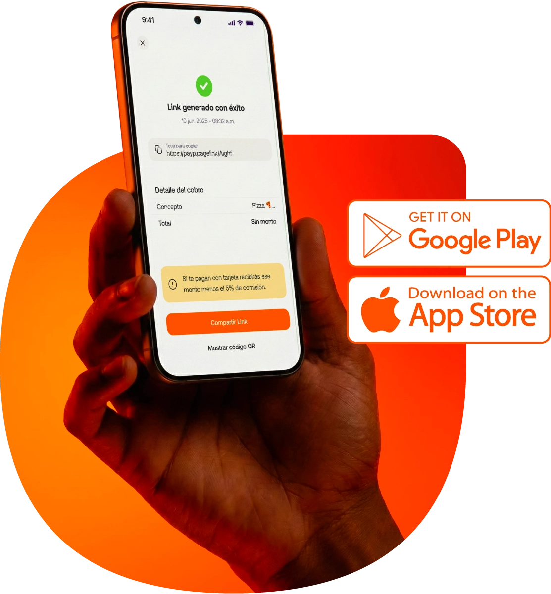 Aplicación de cobros Payphone mostrada en un celular.
