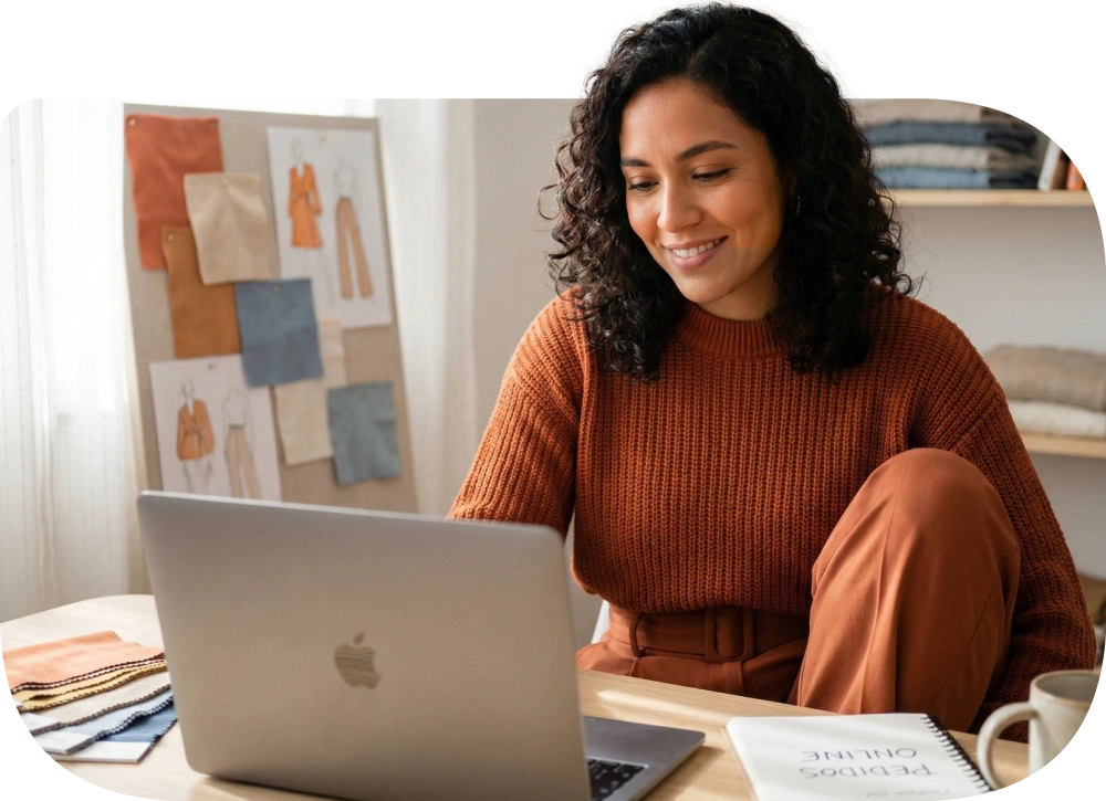 Emprendedora revisando pagos recibidos desde su laptop.