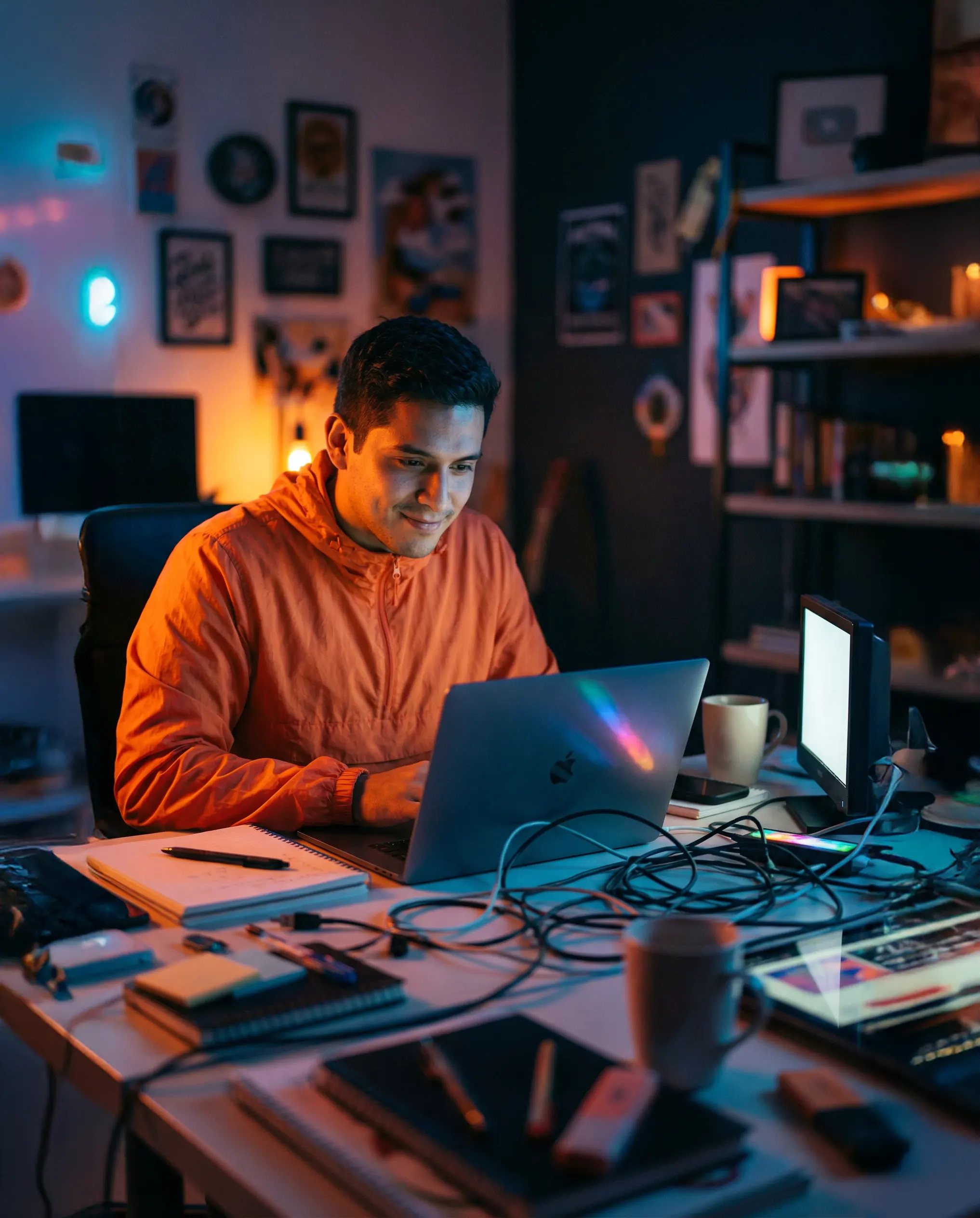 Emprendedor usando su laptop para gestionar cobros en ventas por redes sociales.