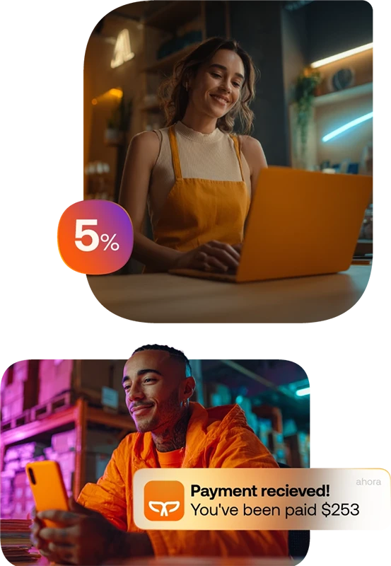 Entrepreneur charges through Payphone Business to a man who uses the Payphone Personal app to pay him.