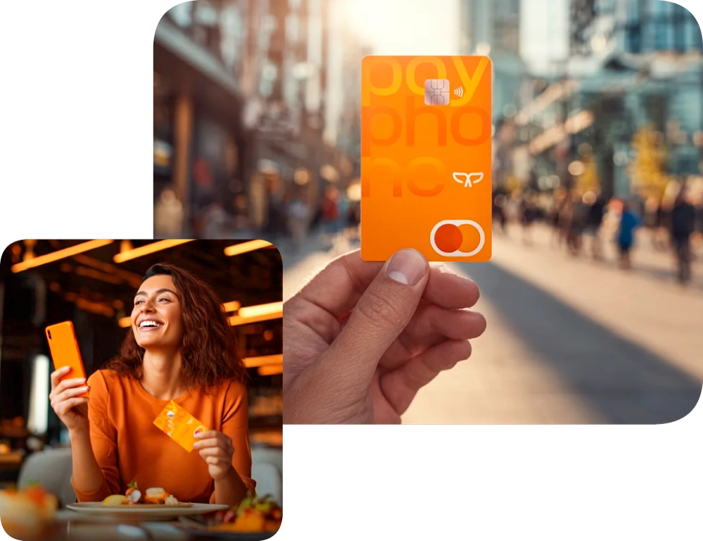 Usuarios utilizando la tarjeta Mastercard Payphone para pagos y compras.