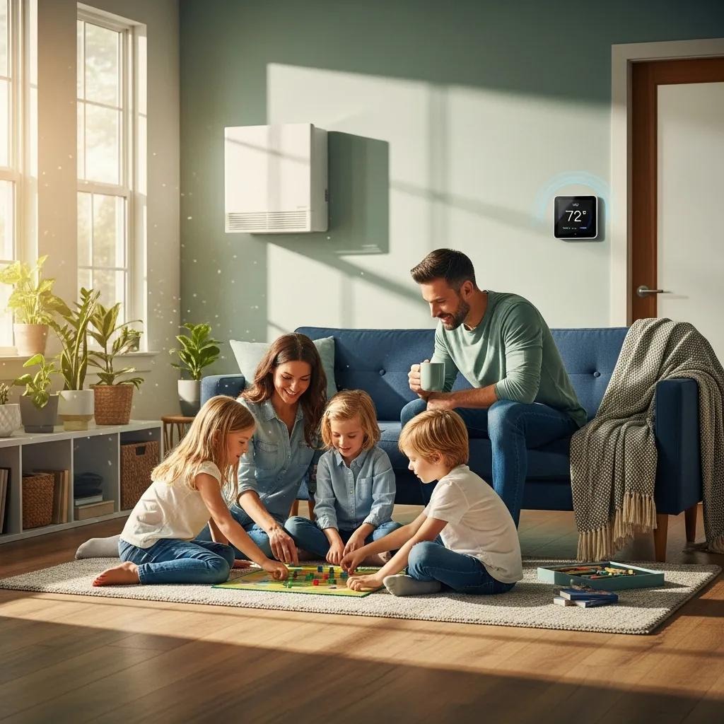 Family enjoying comfort in a home with energy-efficient HVAC systems