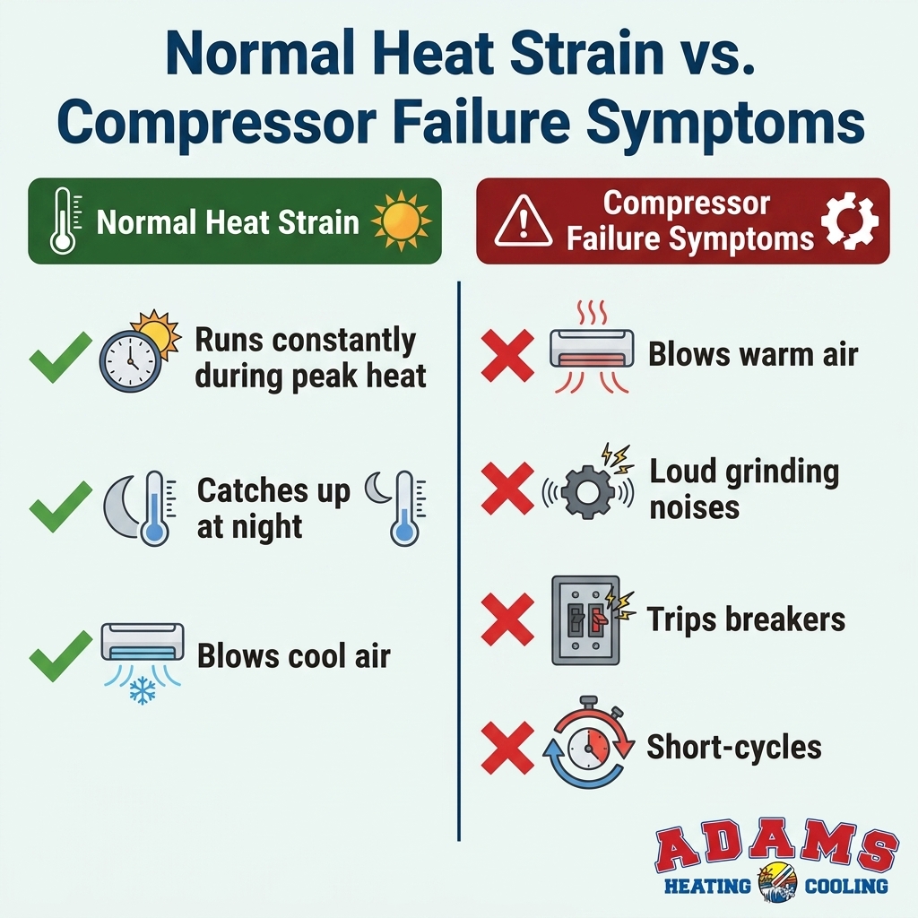 Normal Heat Strain vs. Compressor Failure Symptoms