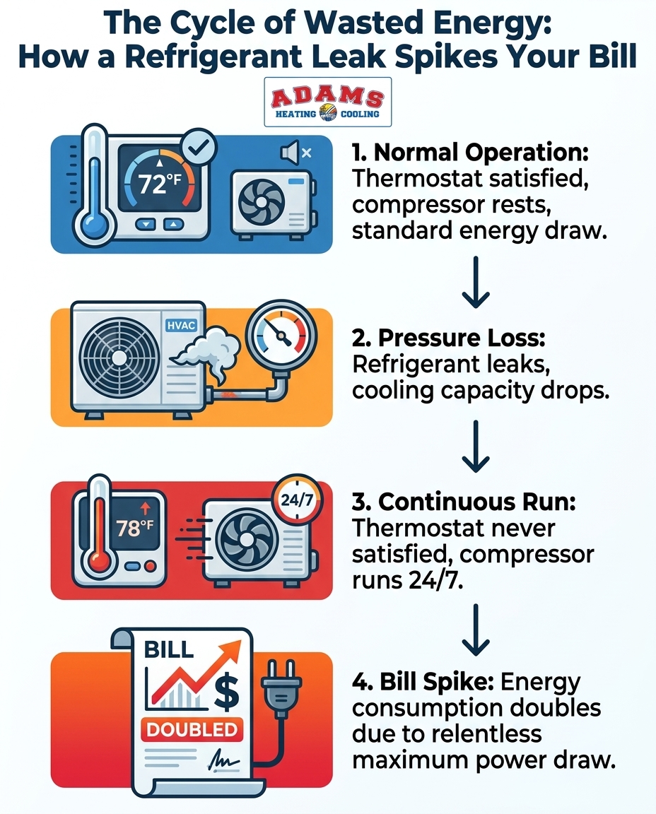 The Cycle of Wasted Energy: How a Refrigerant Leak Spikes Your Bill