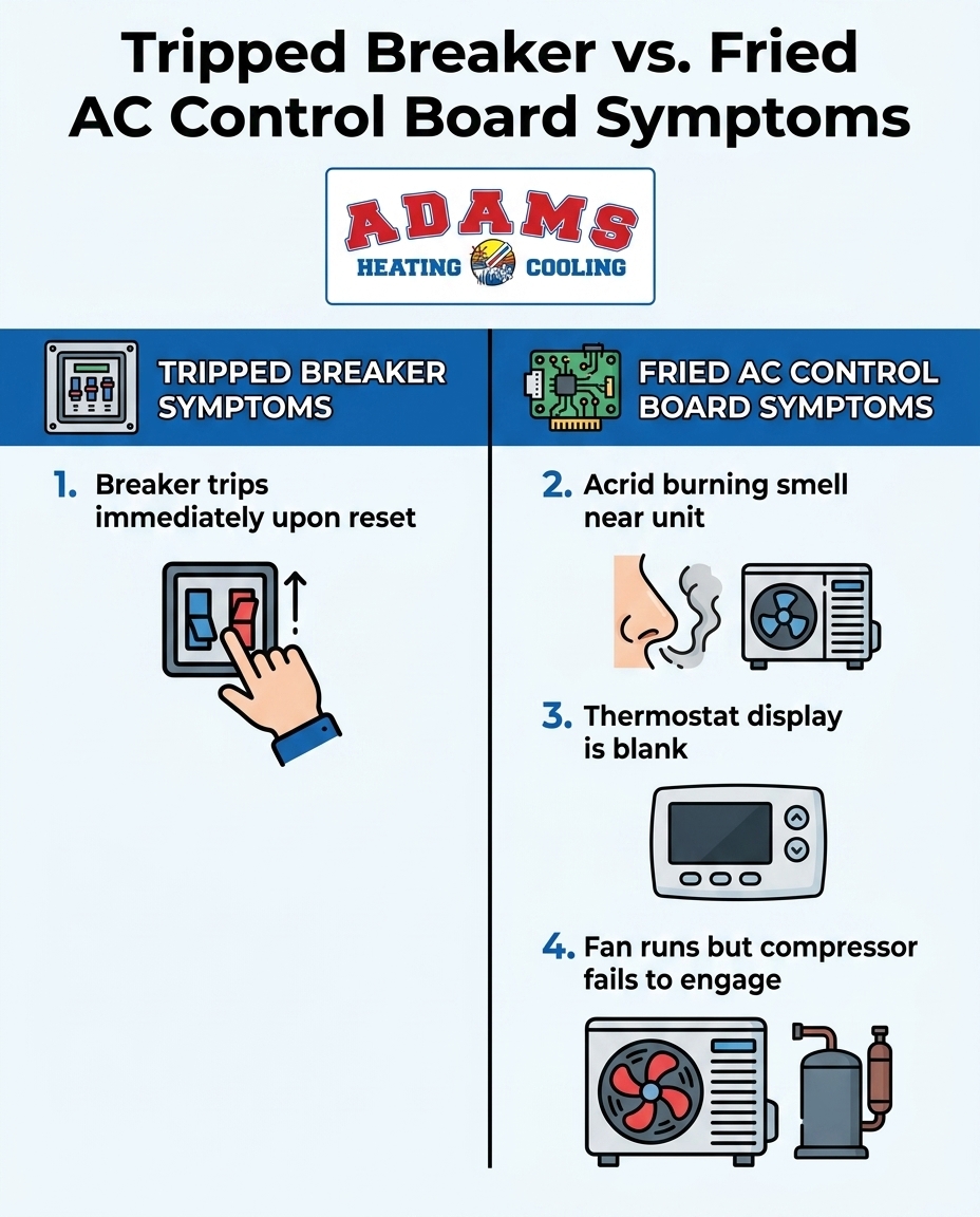 Tripped Breaker vs. Fried AC Control Board Symptoms