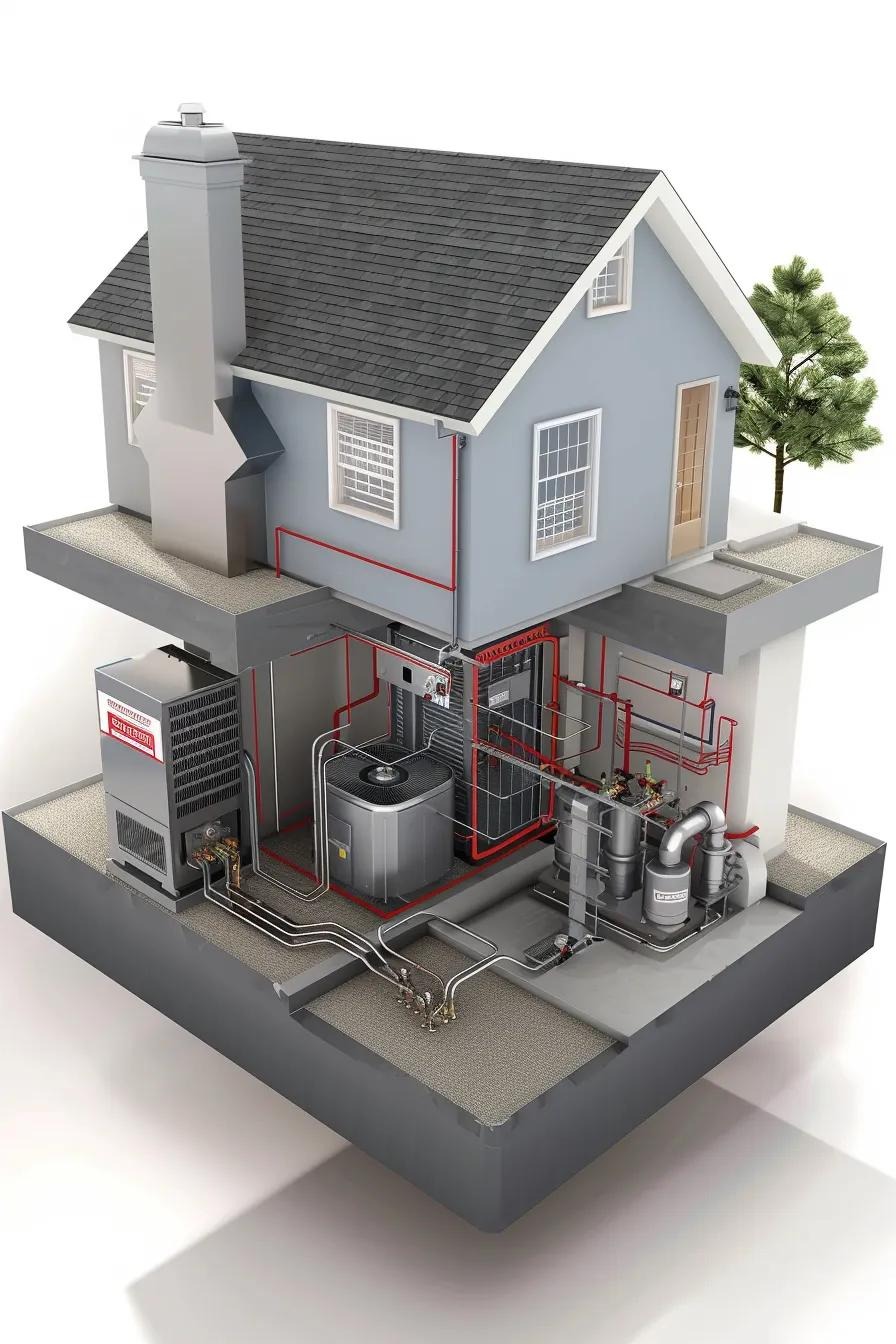 Diagram showing a furnace and a heat pump and their basic operation