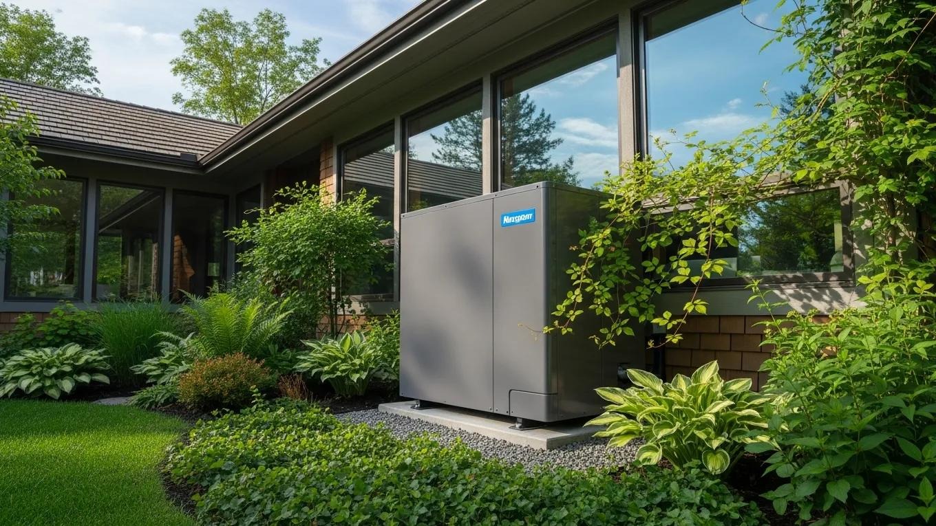 High-efficiency heat pump in a residential setting promoting energy efficiency
