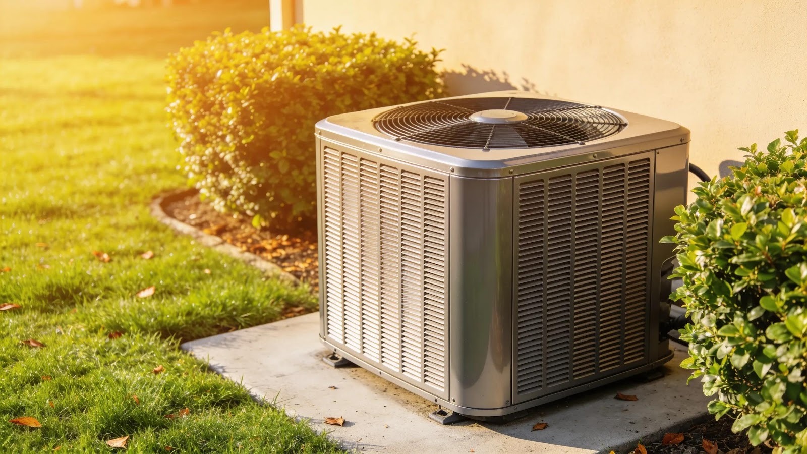 Outdoor air conditioning unit with a clear perimeter for optimal cooling efficiency
