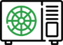 Green network server icon with connection grid and computer server