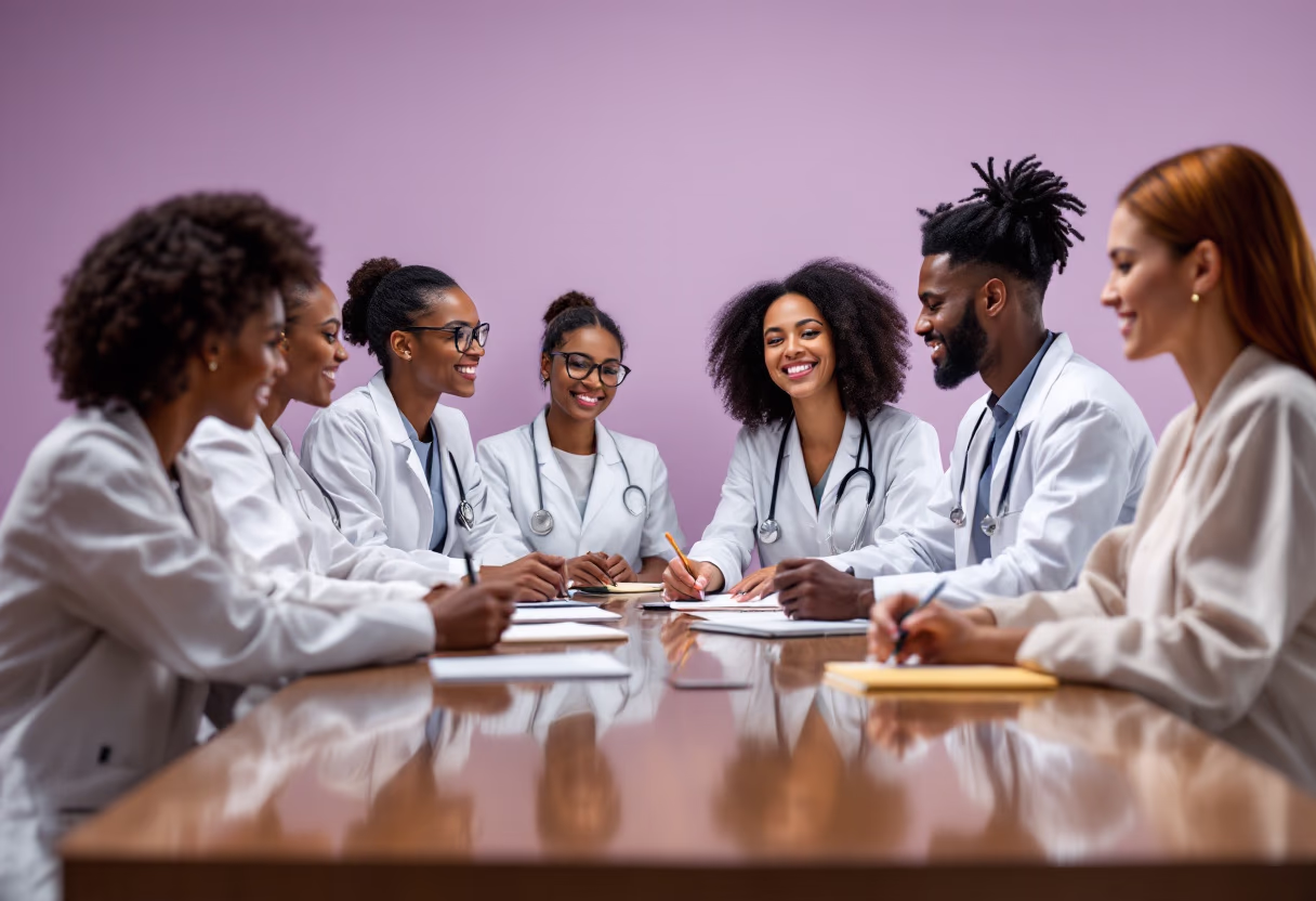 image of a team meeting (for a medical clinic)