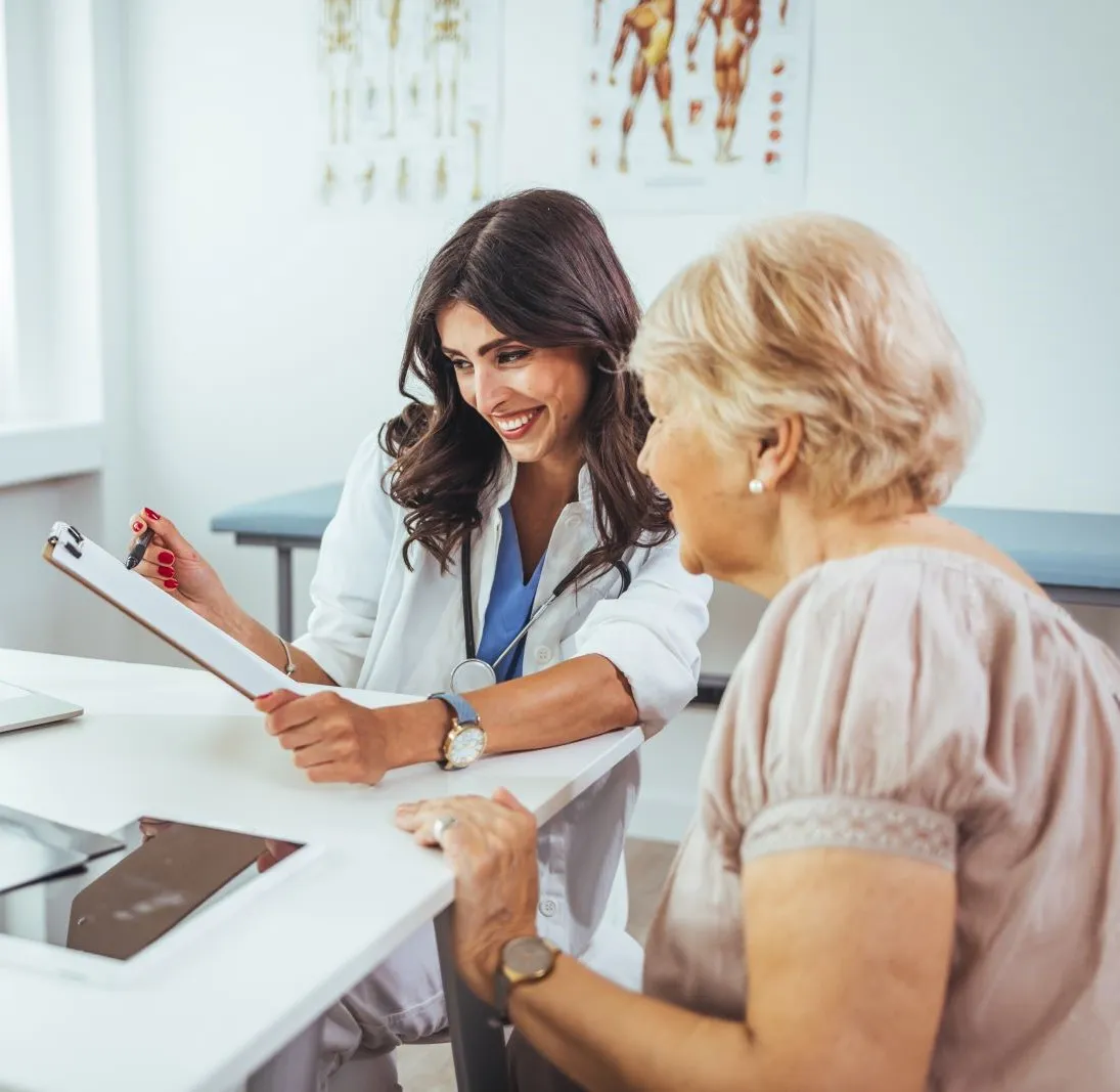 A doctor talking to a patient
