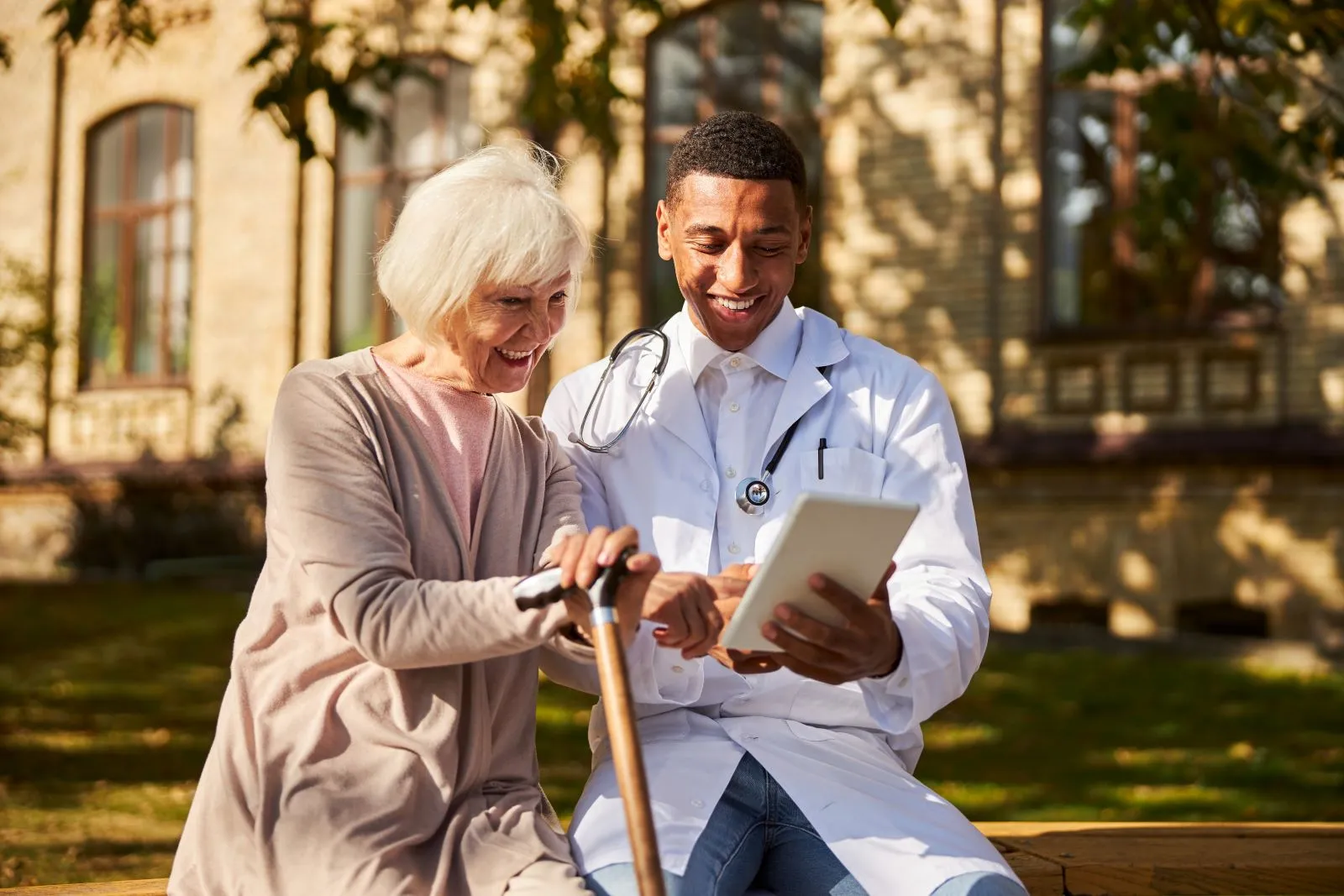 A doctor talking to a patient