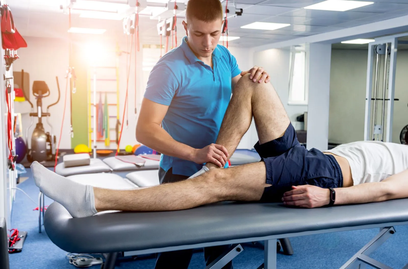 A man getting physical therapy done