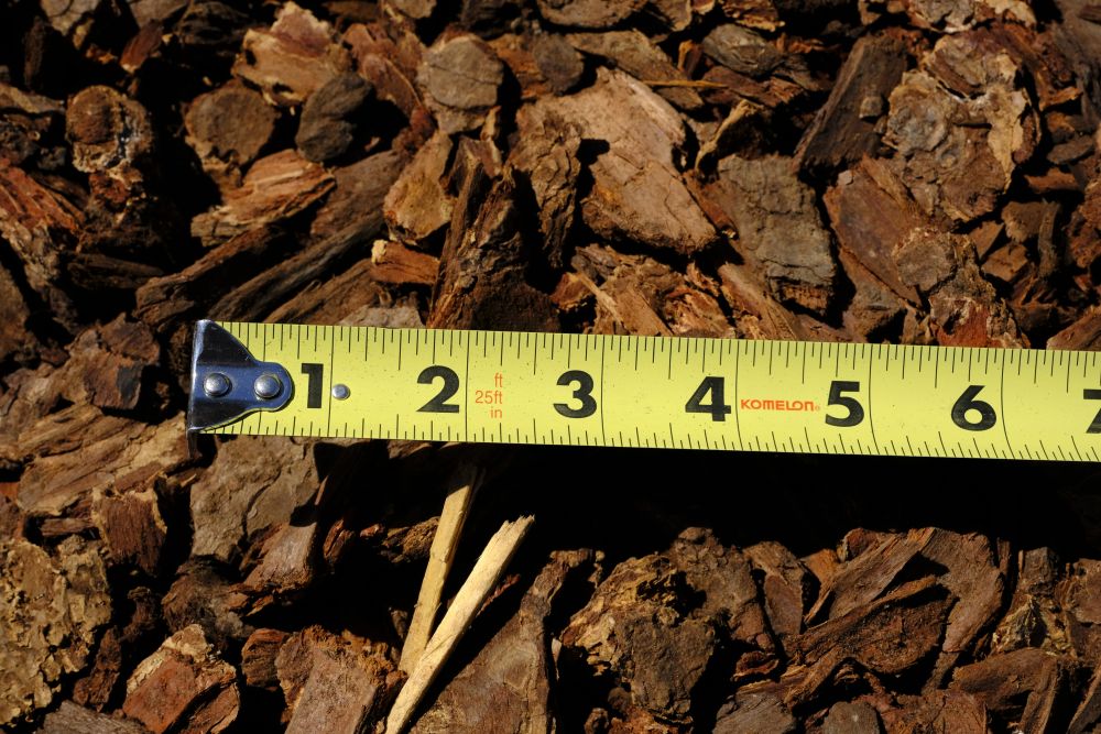 Close up of large pebble bark dust