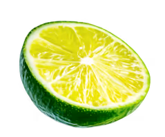 Top view of half lime slice on transparent background, symbolizing Perico’s citrus-forward Limojito energy drink flavor. 