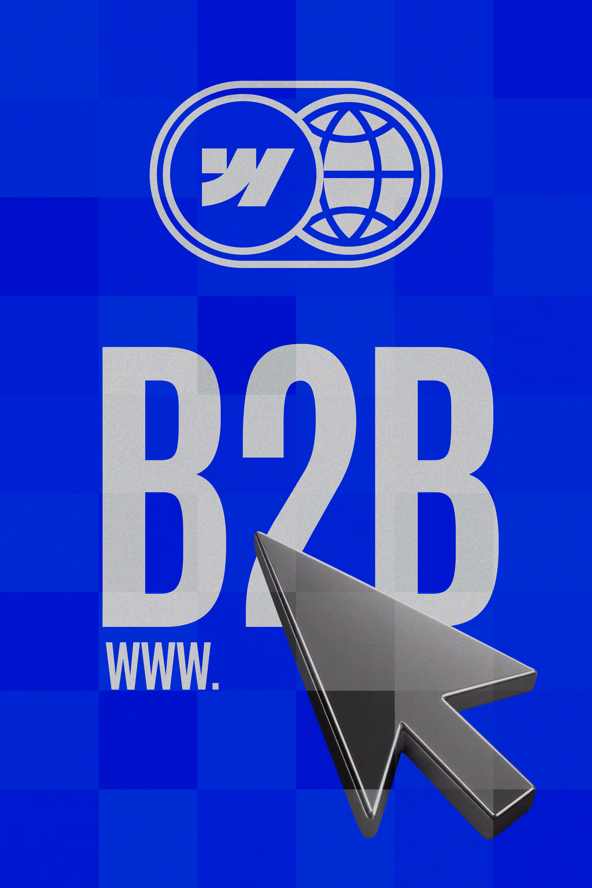 Gráfica abstracta a cuadros pixelada — portada de un artículo sobre Webflow como plataforma de sitios web B2B