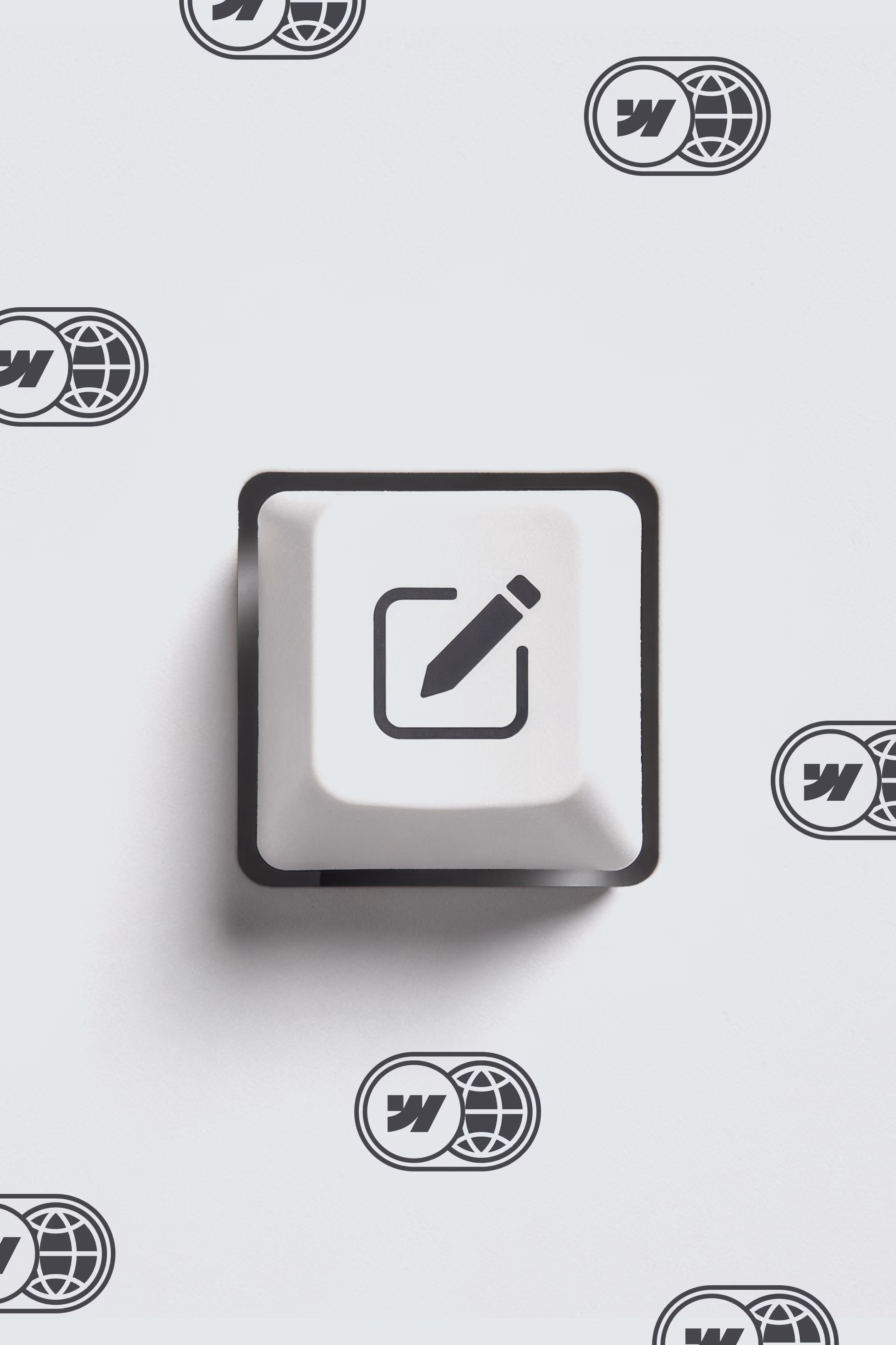 a keyboard key with an edit icon on it.