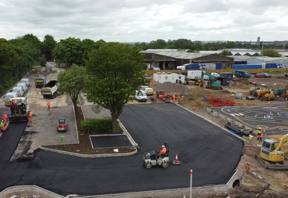 Full-site surfacing and groundwork during large-scale commercial construction project