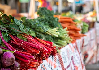 Fresh produce on display at Chestnut Square Farmer's Market