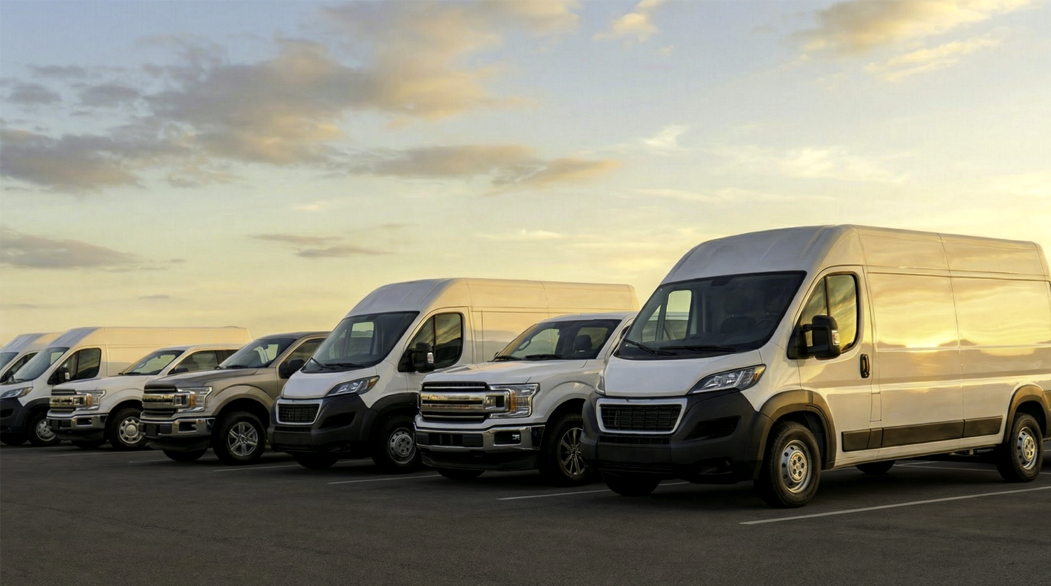 GPS for small fleets managing delivery vans and service vehicles in a small business fleet parking lot