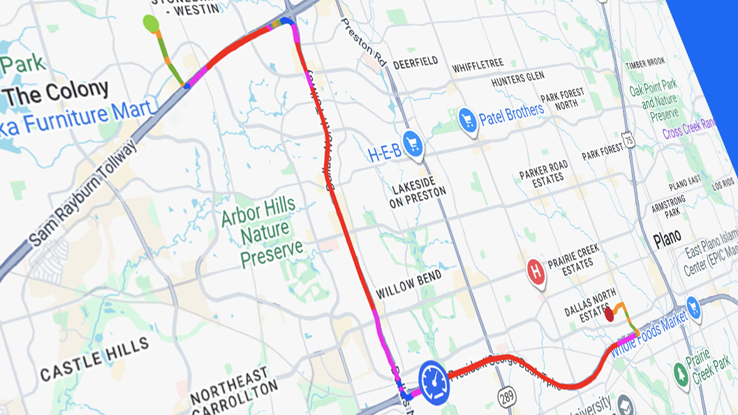 Map showing Bouncie trip history route with GPS tracking data, highlighting vehicle usage, driving routes, and trip analytics