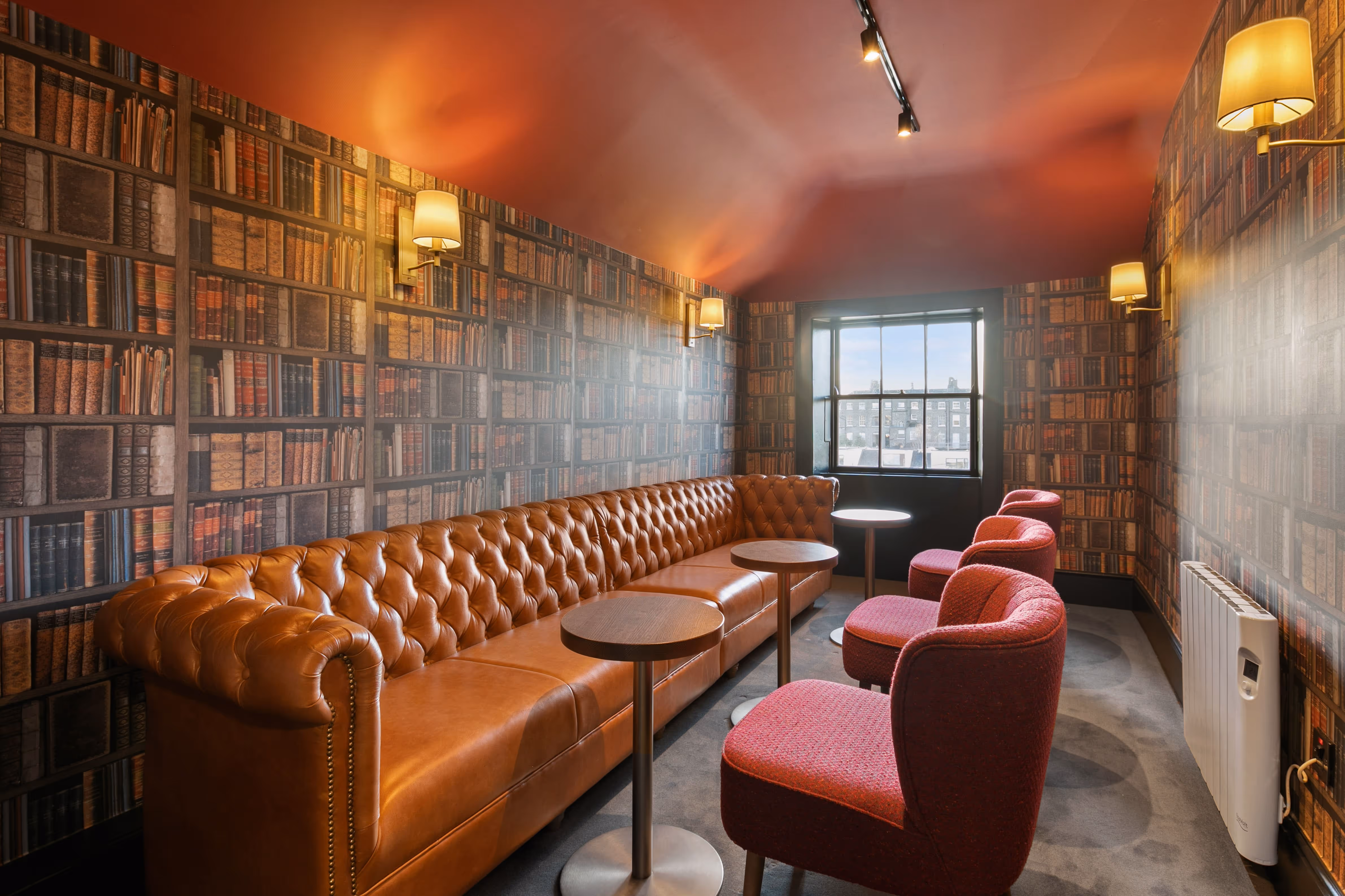 Casual seating area inside 127 Baggot Street Lower