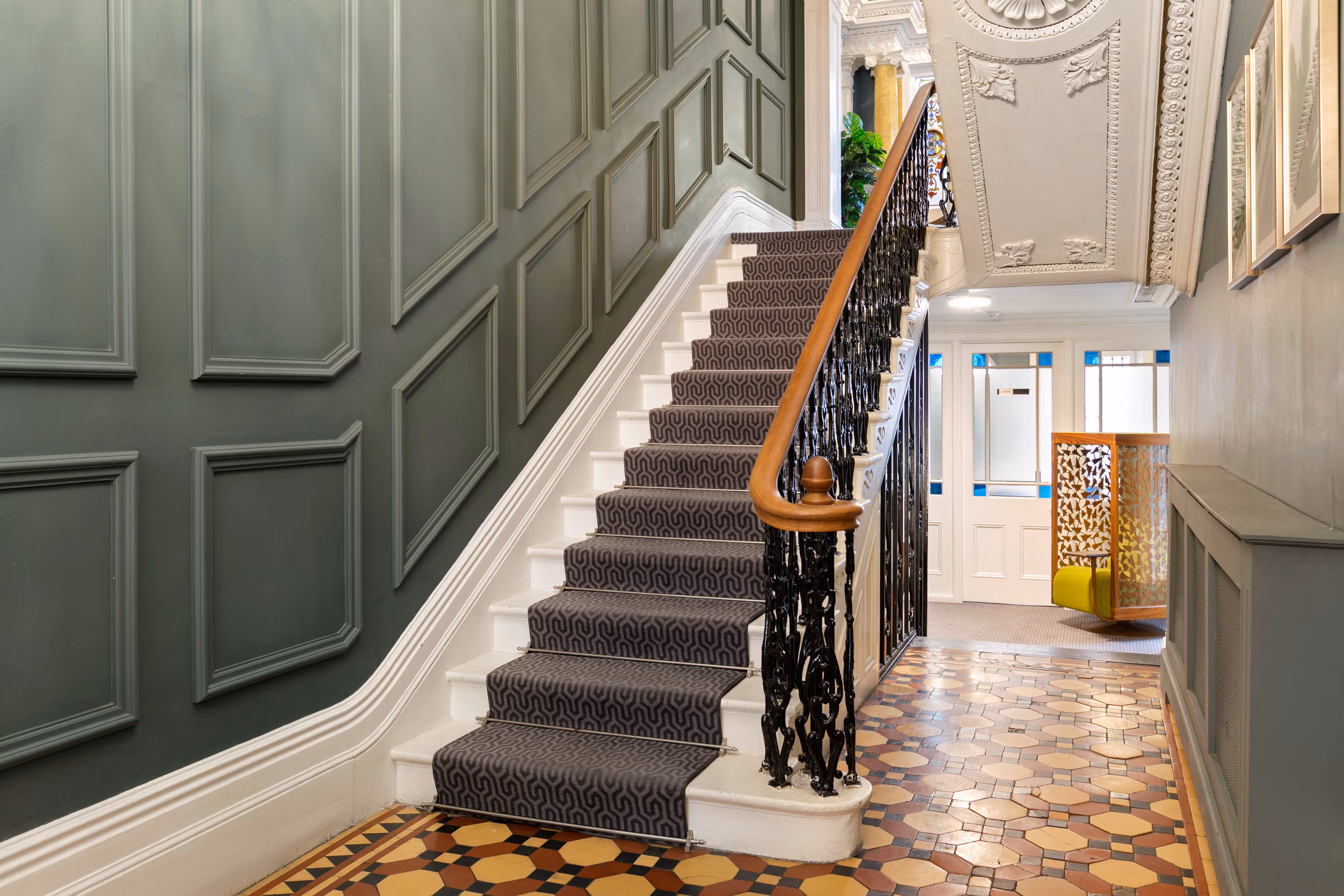 Bright corridor at 43 Fitzwilliam Place