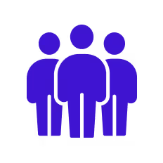 Icon of three purple human figures standing side by side.
