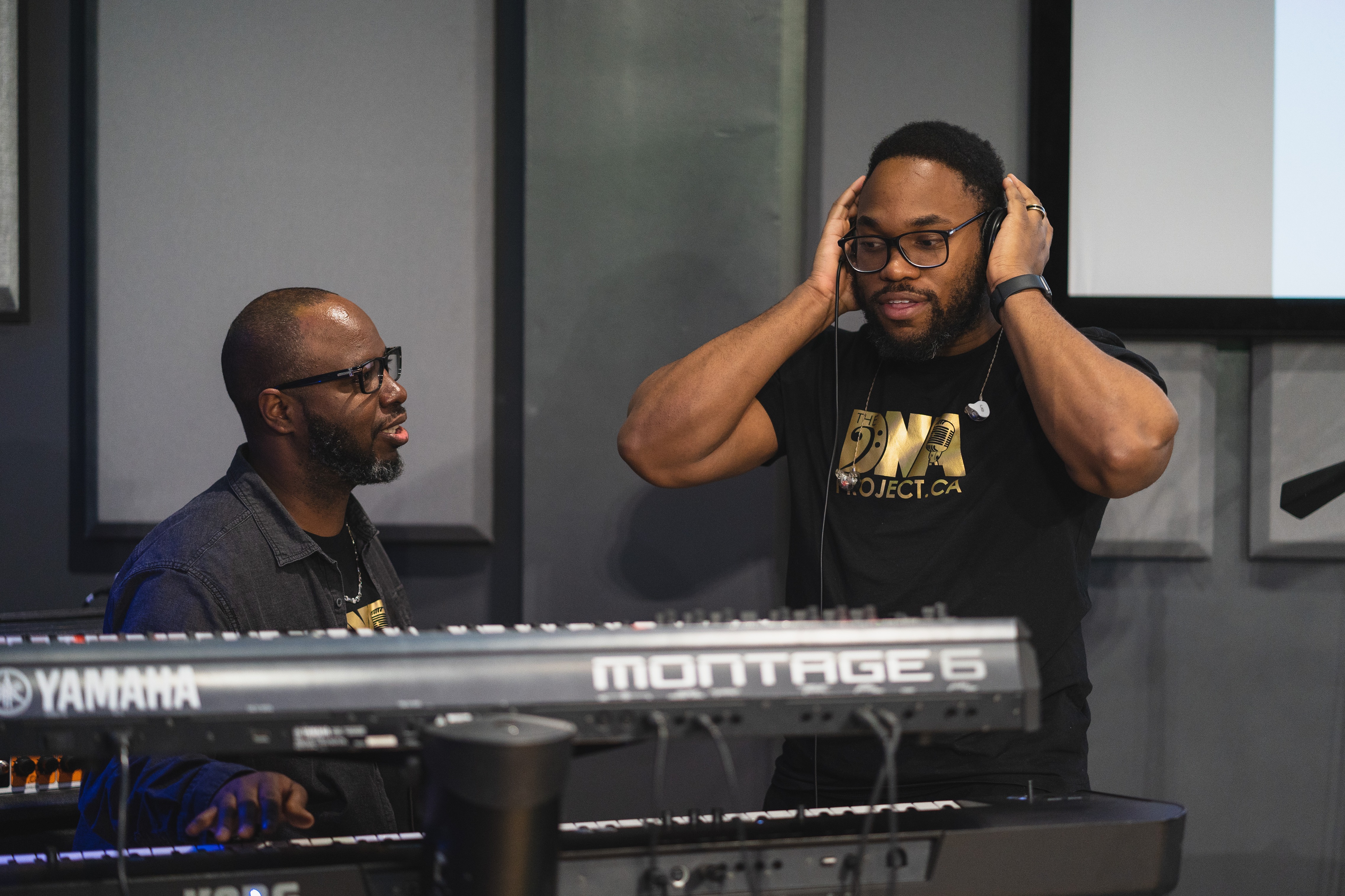 DNA Project musicians networking at Lynx Music Toronto studio